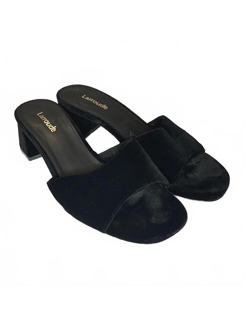 Larroude Black Velvet Mule Heels Size 6